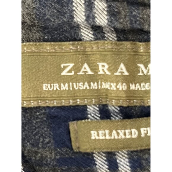 Zara Man Relaxed Fit Plaid Button-Up‎ Shirt. Medium, Plaid - Picture 6 of 7